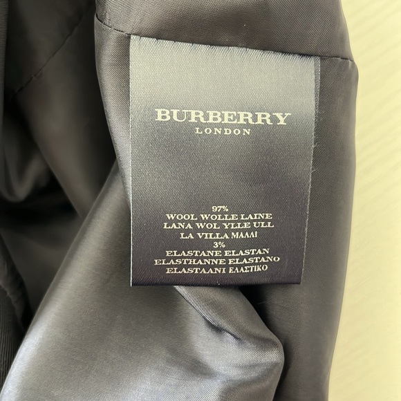 Burberry London Silver Enamel Button Navy Wool Stretch Blue Blazer - Picture 10 of 11